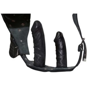 Leder-String mit 3 Dildos