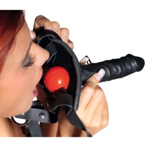 Leder-Kopfgeschirr mit Dildo